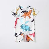 Family Matching New Parent-child Round Collar Short Sleeves Dinosaur Dresses