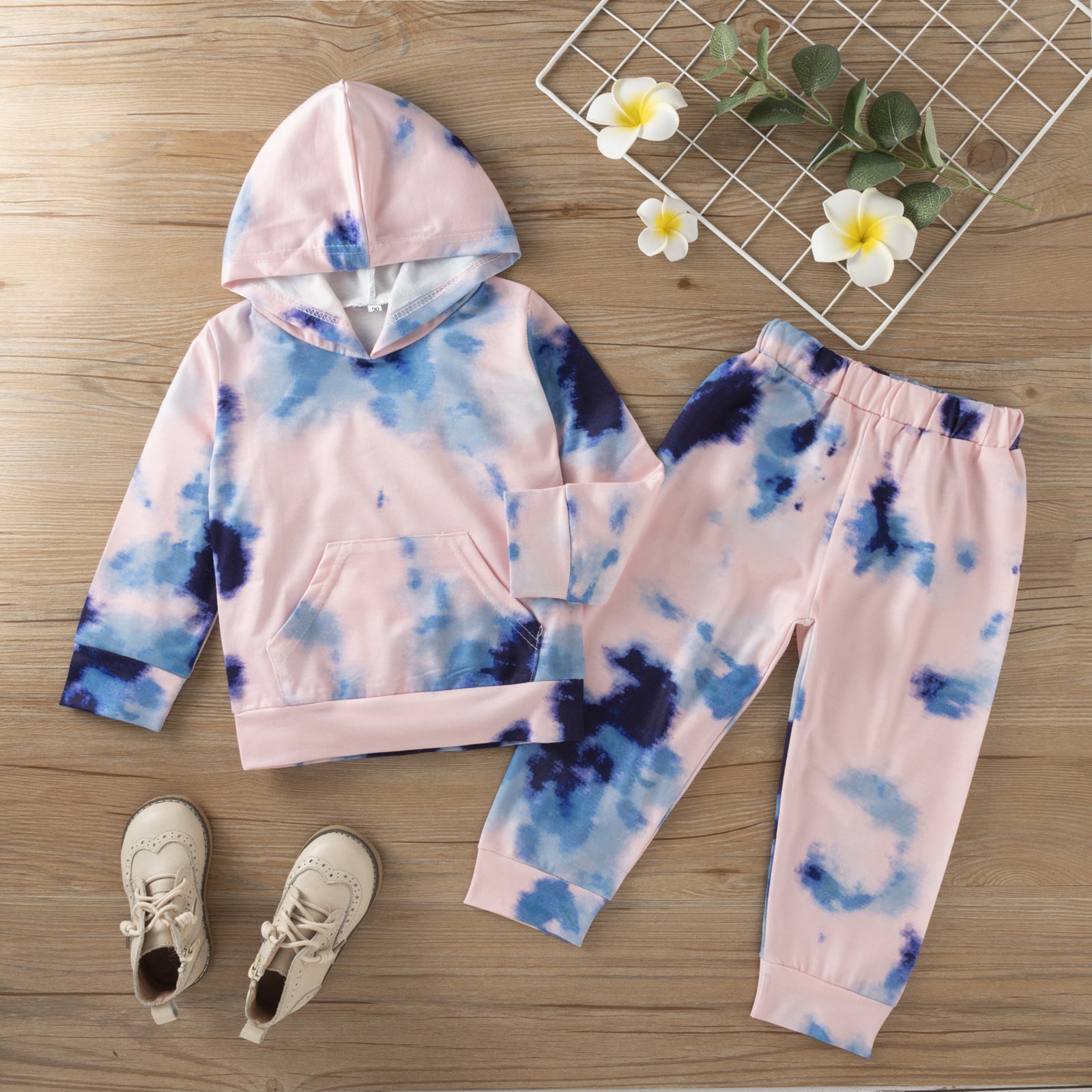 Kid Baby Girls Long-sleeved Hooded Fashion Set 2 Pcs