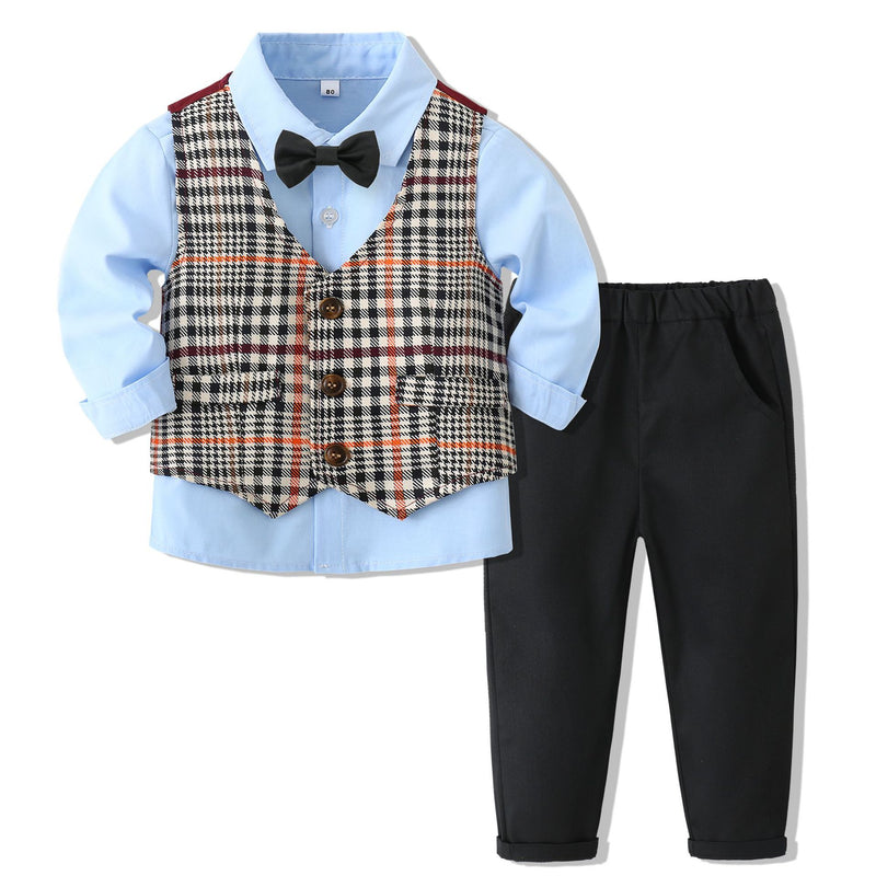 Kid Baby Boys Set Gentleman Panel Waist 3 Pcs Sets