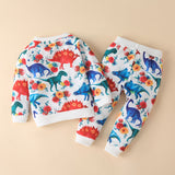 Kid Baby Boy Autumn Long Sleeve Cotton Dinosaur Suit 2 Pcs Sets