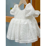 Kid Baby Girl Birthday Peng White High-end Flower Dresses