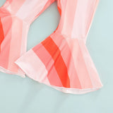 Baby Girls Suit Summer Stripe Bell Bottom Short Sleeve 2 Pcs Set