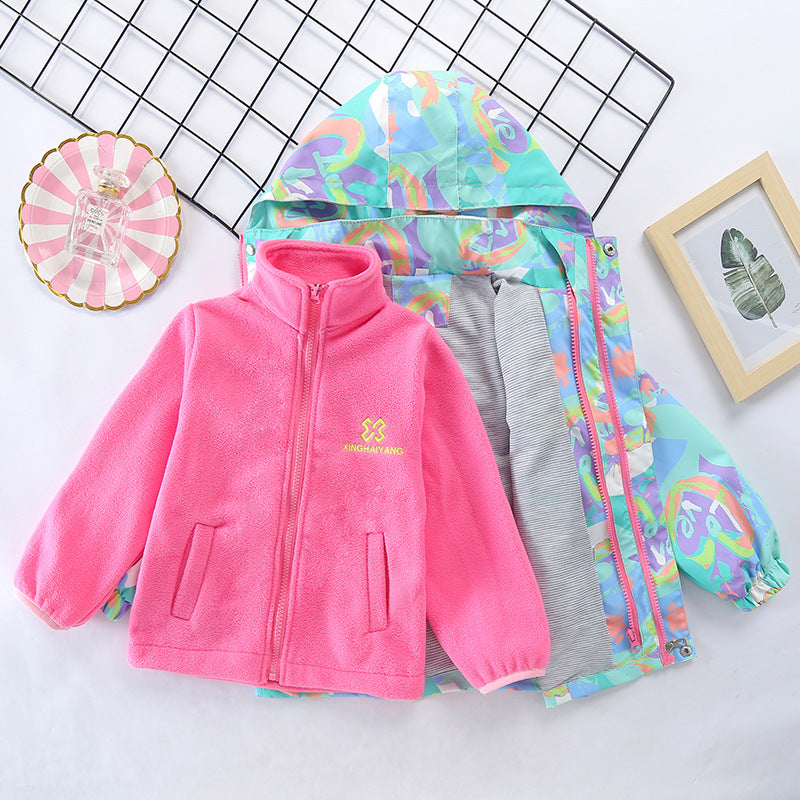 Kid Girls Trench Extra Thick Autumn Winter Detachable Storm Coats