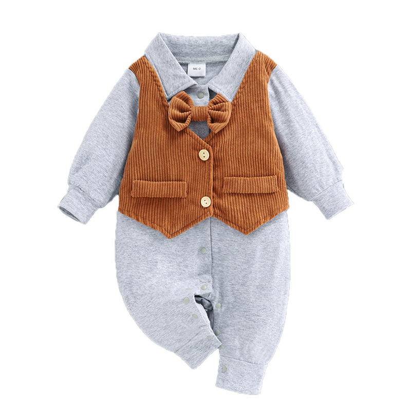 Baby Boy Gentleman Fashion Suit Long Sleeve Fake 2 Pcs Sets