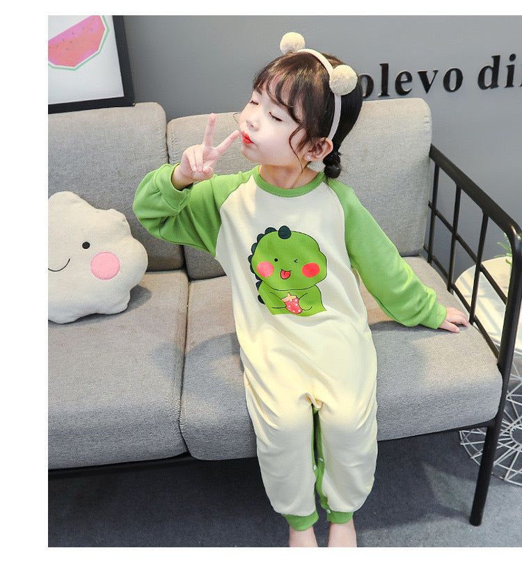 Baby Girl One-piece Autumn Winter Frothed Cartoon Pajamas