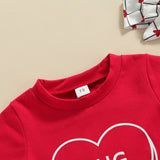 Baby Girl Valentine's Day Love Printed Short Sleeve 3 Pcs