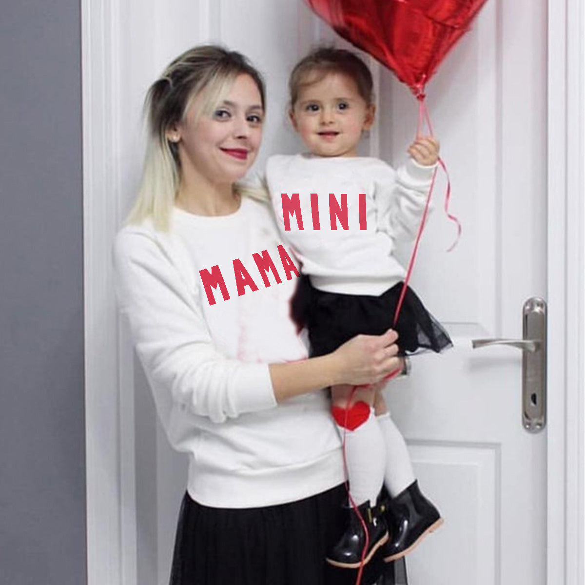 Family Matching Parent-child Print Round Neckline Mother-daughter Shirt