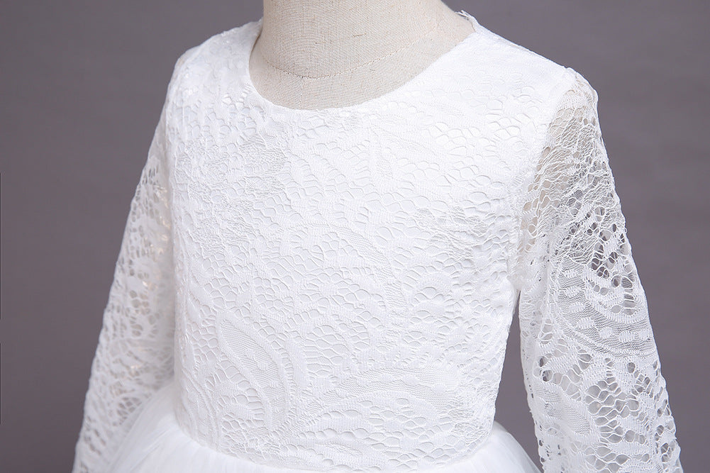 Kid Girl Flower Wedding Lace Gauze Dresses 3-12T