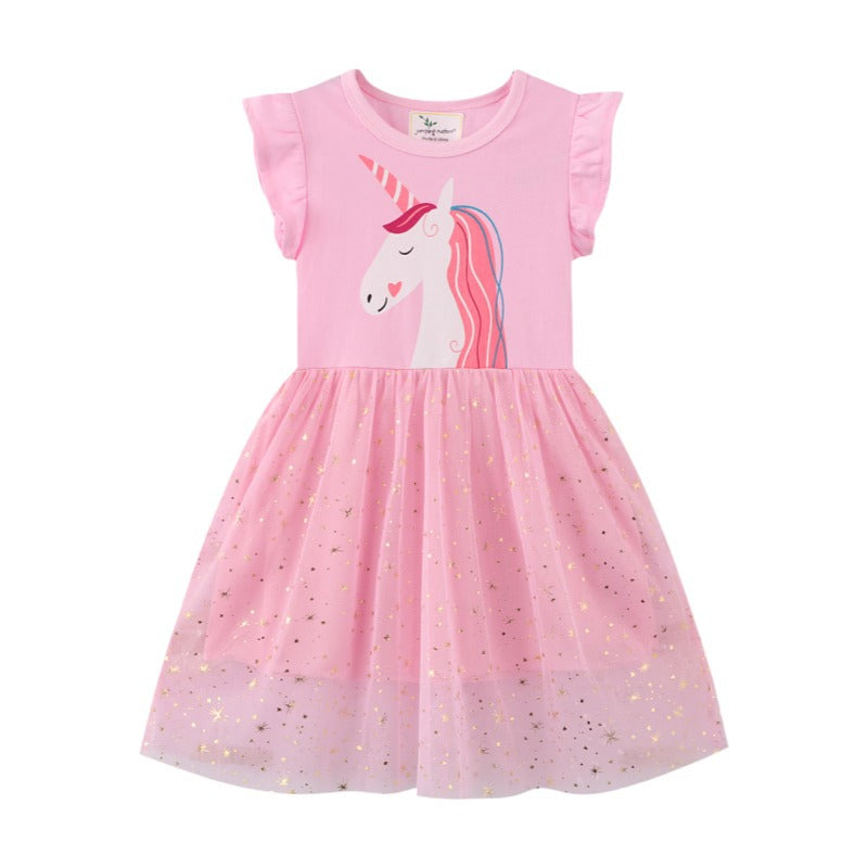 Kid Baby Girls Short Sleeve New Summer Unicorn Dresses