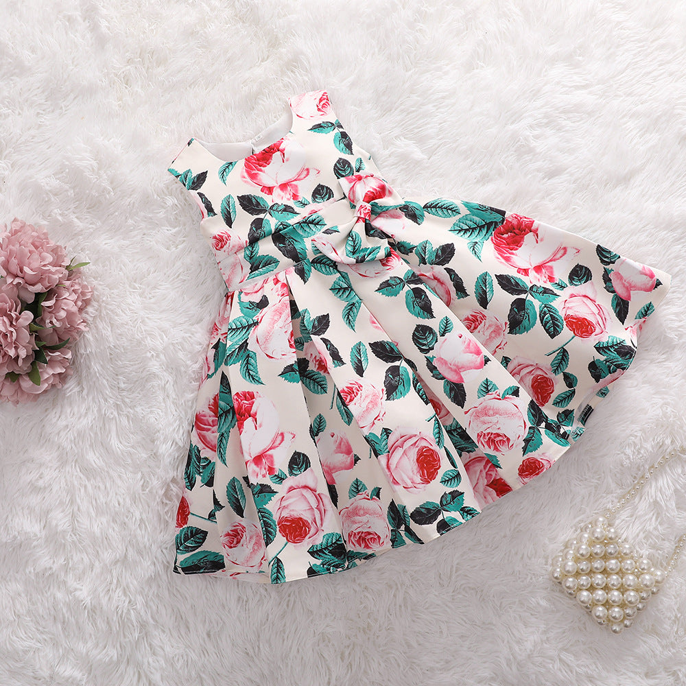 Kid Baby Girls Short Sleeved Summer Flower Casual Dresses