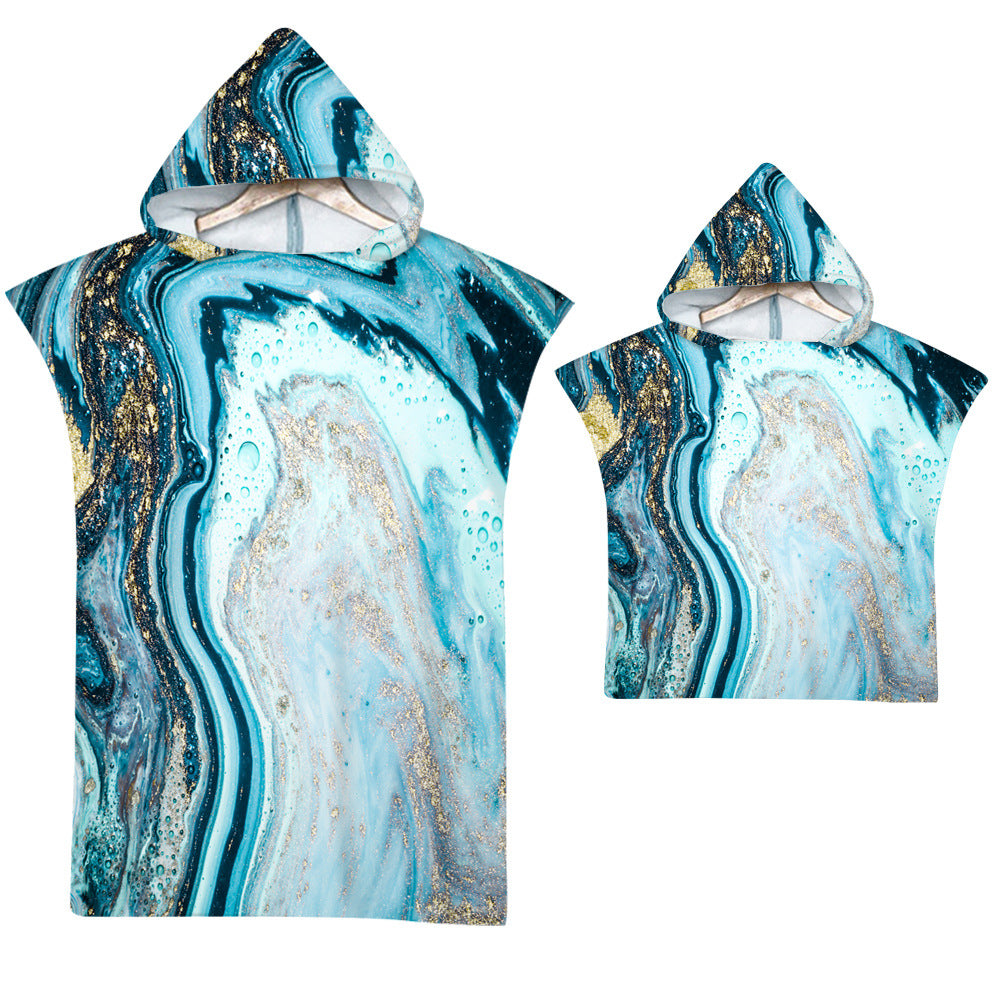 Adult Microfiber Fabric Marble Bath Towels  Bathrobe Cloaks Pajamas