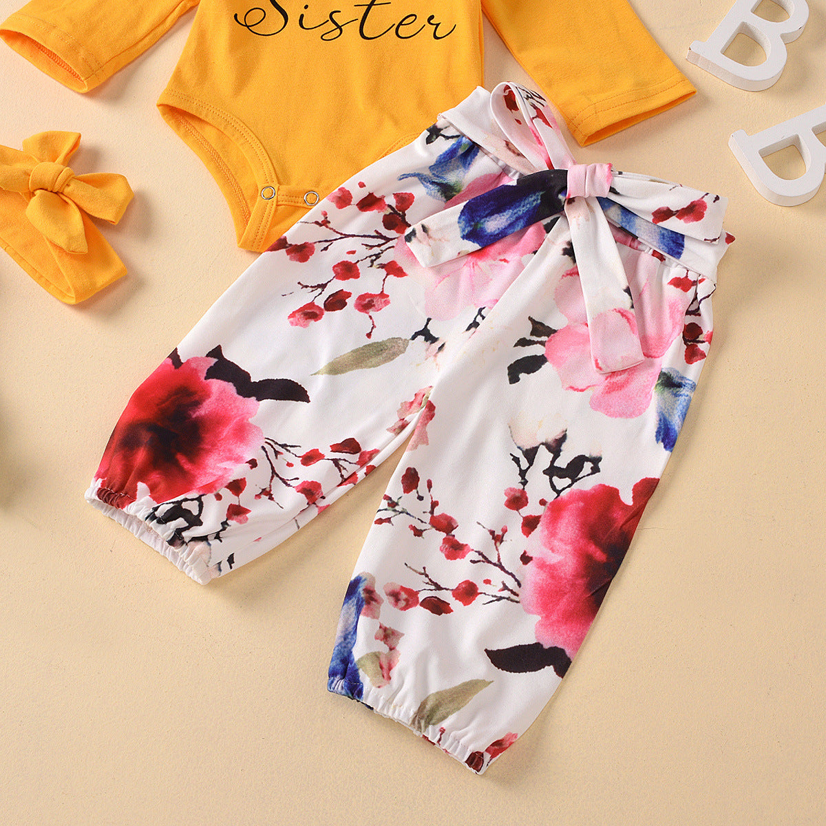 Spring Baby Girl Valentine's Day Set Long Sleeve Fart 3 Pcs