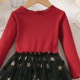 Kid Girl Gauze Spring Autumn Five-pointed Star Princess Dress
