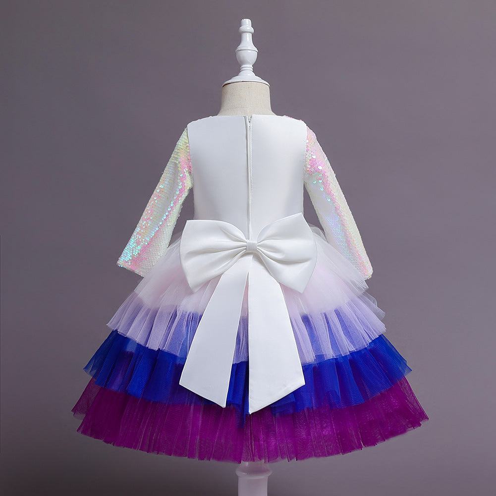 Kid Baby Girl Long-sleeved Gauze Puffy Princess Dress