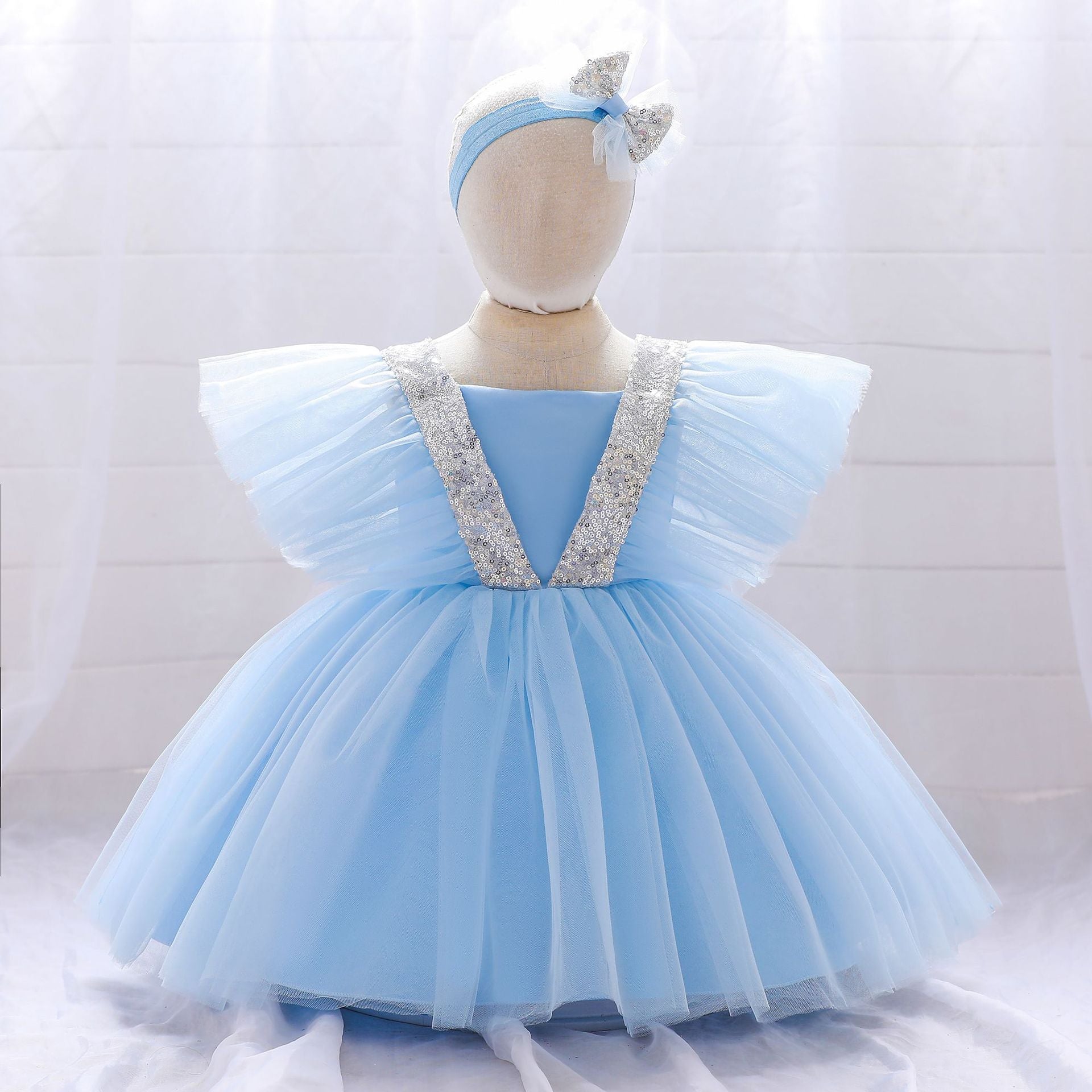 Kid Baby Girl Flying Sleeve Gauze Princess Birthday Dress