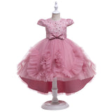 Kid Baby Girl Princess Trailing Wedding Shampong Gauze Host Dresses