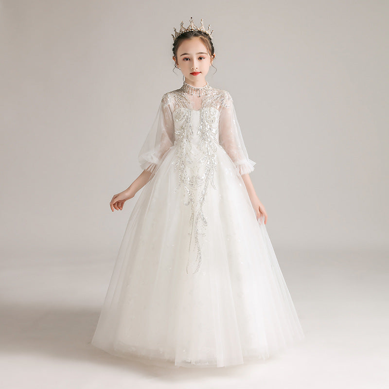 Kid Girls White Princess Flower Little Host Dresses