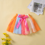 Kid Baby Girl Letter Printed Short Sleeve Crew Neck Colorful Set 2 Pcs