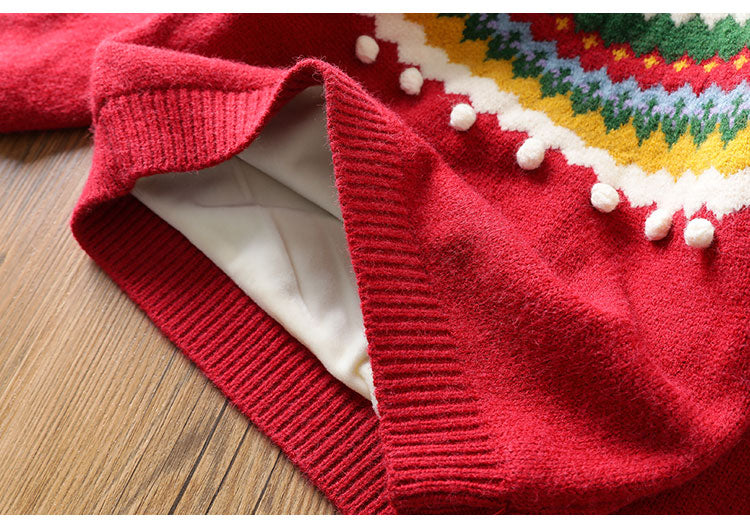 Kid Baby Girl New Year Retro Cashmere Sweater