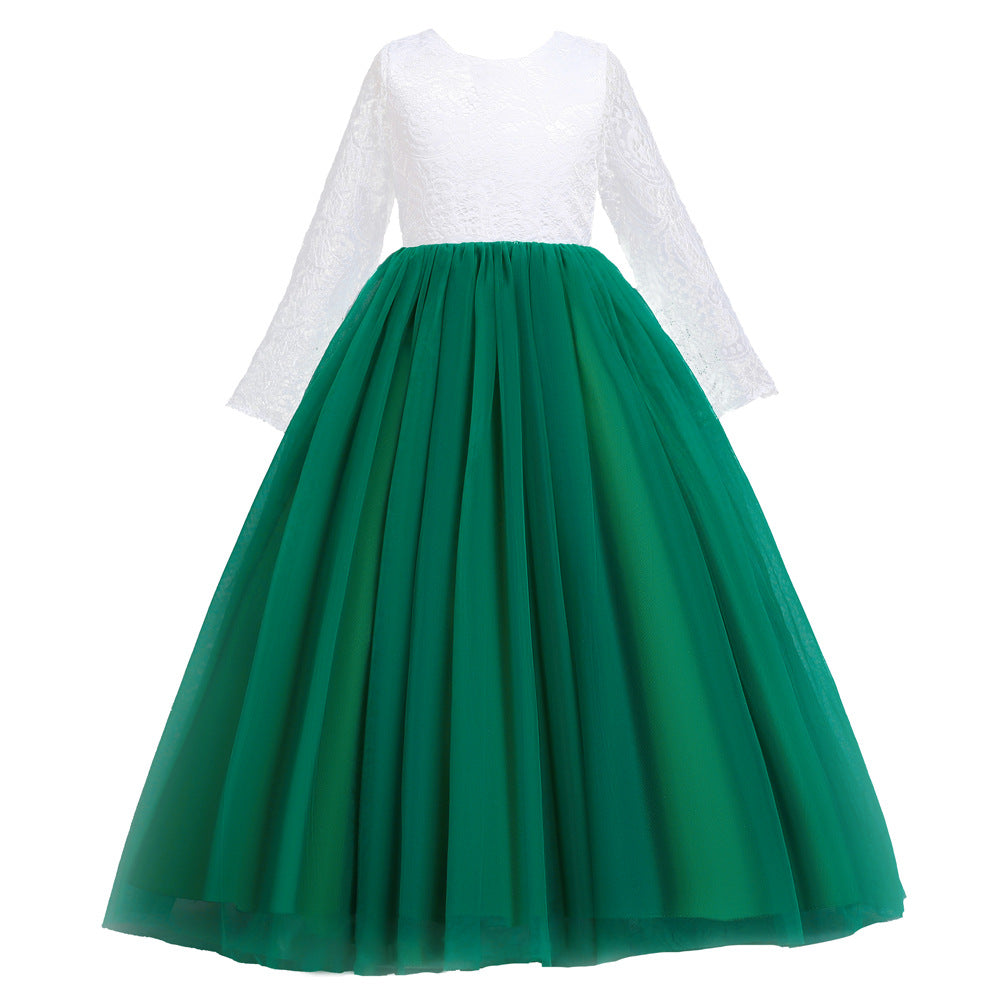 Kid Girl Flower Wedding Lace Gauze Dresses 3-12T