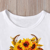 Kid Baby Girl Cow Short Sleeve Tassel Ins 2 Pcs Set