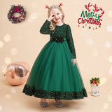 Kid Girl Princess Long Sequin Christmas Cosplay Dress