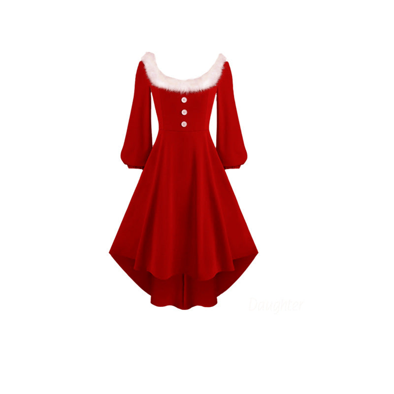 Family Matching Mother-daughter Velvet Square Collar Party Dress