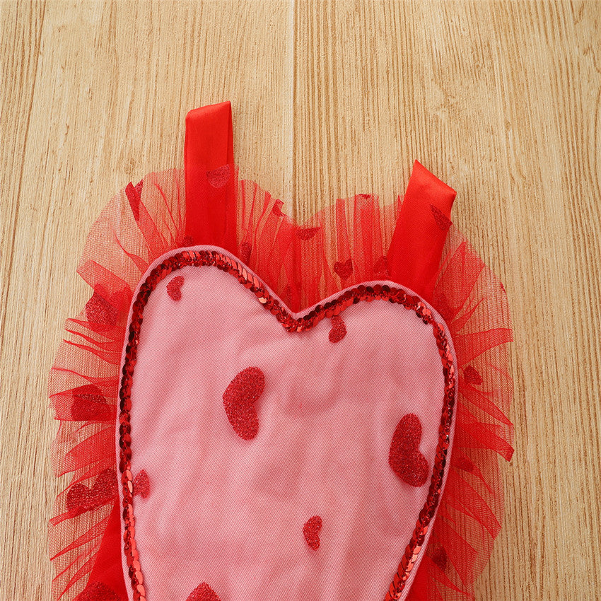 Baby Girls Valentines Day Party Sequined Flower Mesh Dresses