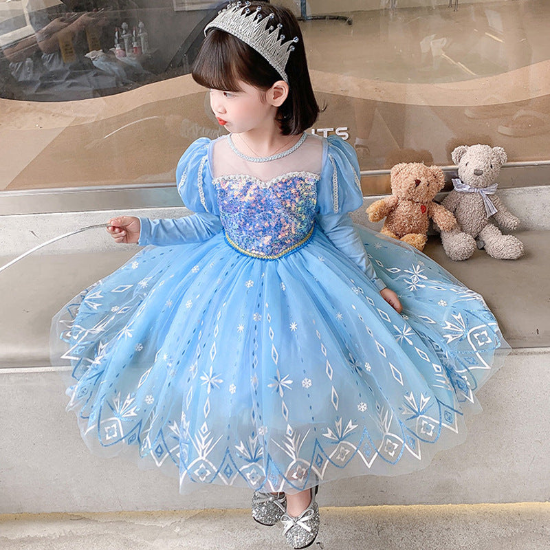 Kid Girl Frozen Aisha Long Sleeve Princess Dress