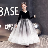 Kid Girl Catwalk Fashion Velvet Poncho Princess Dress