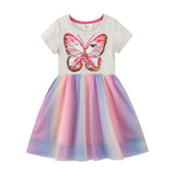 Kid Baby Girls Spring Unicorn Sequined Gauze Dresses