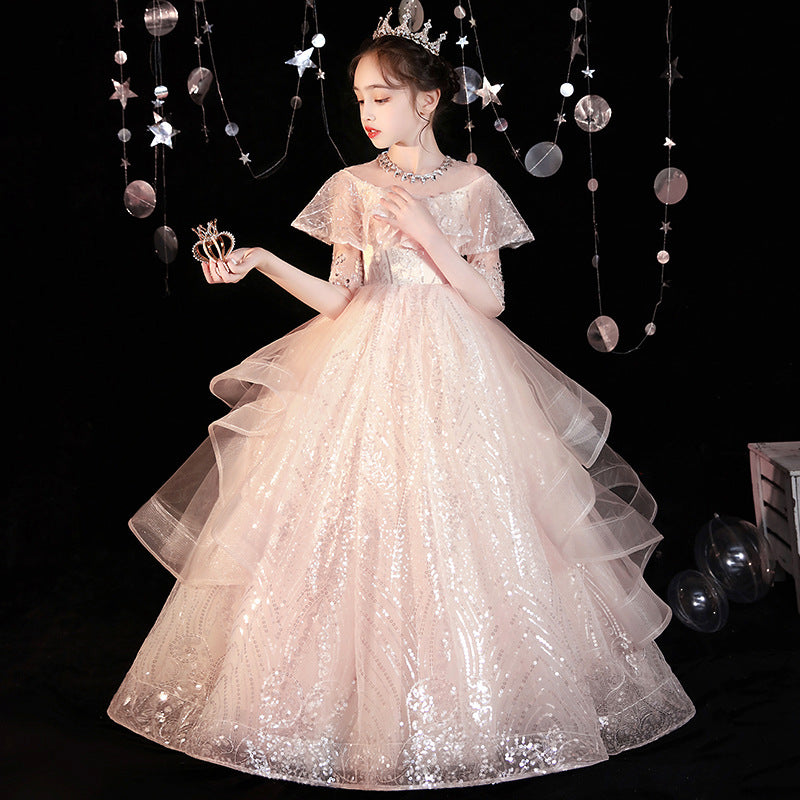 Kid Girl Princess Fluffy Yarn Formal Dresses