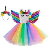 Kid Baby Girls Rainbow Unicorn Flower Wedding Christmas Party Dress