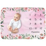 Baby Monthly Record Growth Milestone Blanket Flannel Floral Pajamas