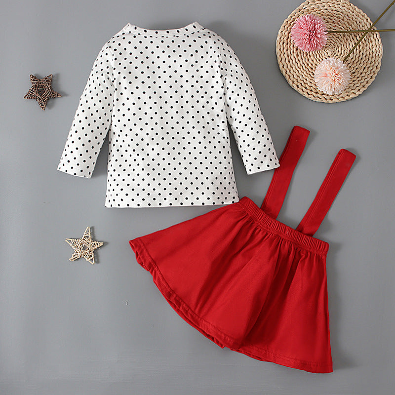 Kid Baby Girls Spring Fall Valentine Day Love Dot Long-sleeved 2 Pcs Sets