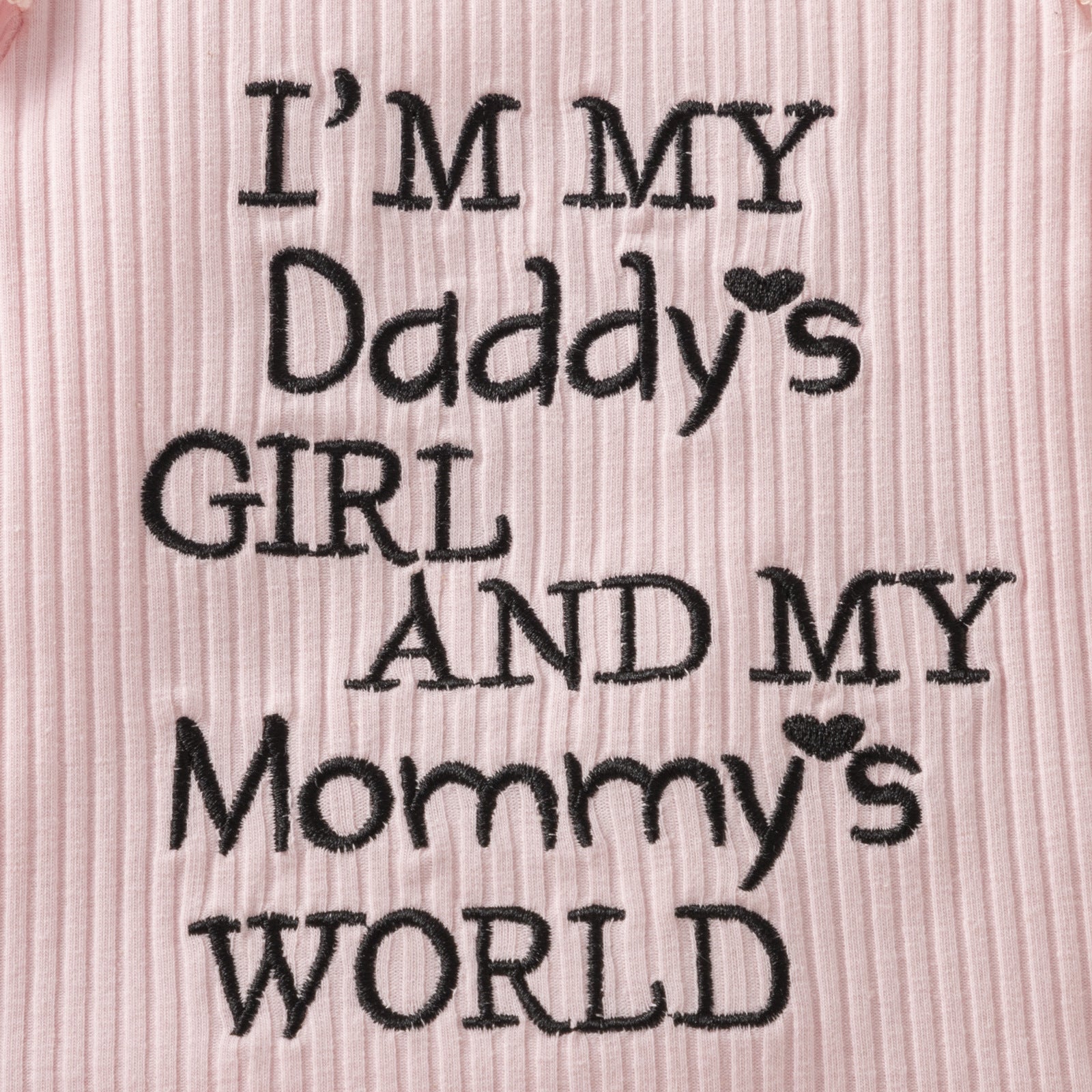 Baby Girl Suit Stripe Long Sleeve Letter Embroidered Flower 3 Pcs Sets