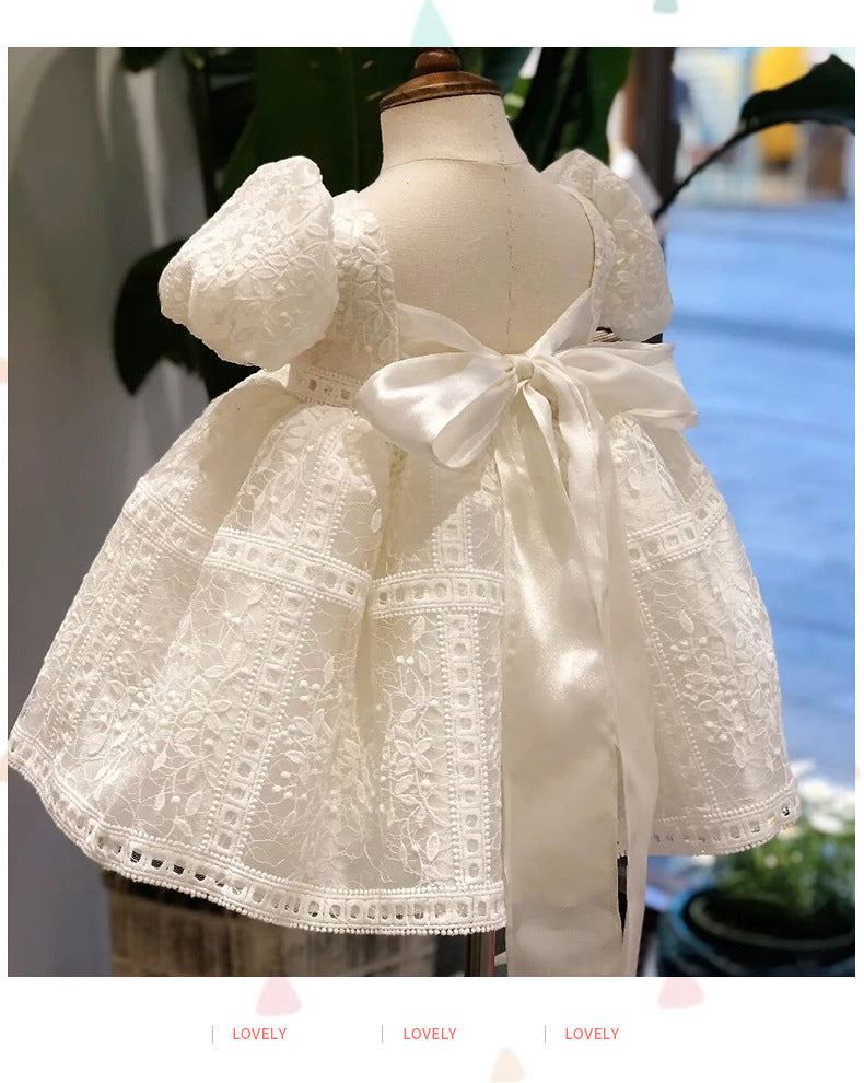 Kid Baby Girl Birthday Peng White High-end Flower Dresses