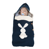 Solid Color Baby Knit Rabbit Button Sleeping Outdoor Cart Wool Pajamas