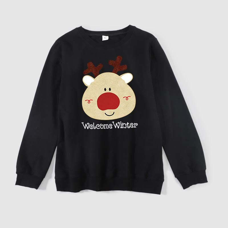 Family Matching Round Neck Warm Christmas Cartoon Bear Shirts Tops