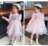 Kid Baby Girl Princess Autumn Knitted Sequins Cake Dress