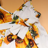 Family Matching Mother-daughter Vacation V-collar Flower Dresses