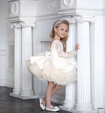 Kid Girl Formal Long Sleeve Lace Sequins Wedding Princess Bridesmaid Dress