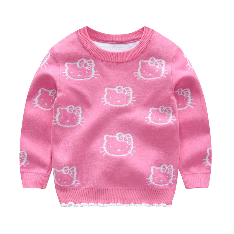 Kid Baby Girl Knit Pullover Autumn Christmas Jacquard Sweater