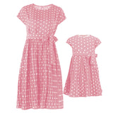 Family Matching Mother Daughter Long Wave Point Holiday Elegant Dresses