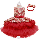 Kid Baby Girl Christmas Long Dress Bow Lace Evening Dress