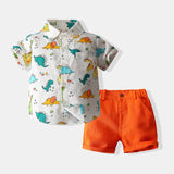 Kid Baby Boys Summer Suit Cartoon Dinosaur 2 Pcs Set