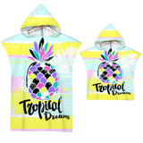 Kids Baby Tropical Fruit Microfiber Hooded Beach Towel Quick-Dry Wearable Pajamas