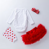 Baby Girl Valentine's Day Long Sleeve Fart Wrap 4 Pcs Set