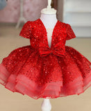 Kid Baby Girl Princess Pompous Gauze Flower Sequin Dresses
