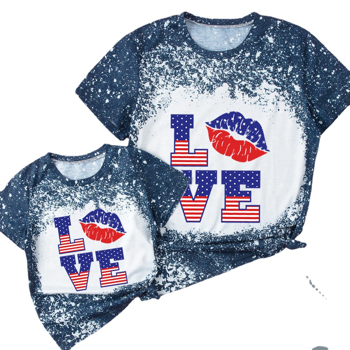 Family Matching Mother Daughter Short Sleeves Independence Day Cotton T-shirt